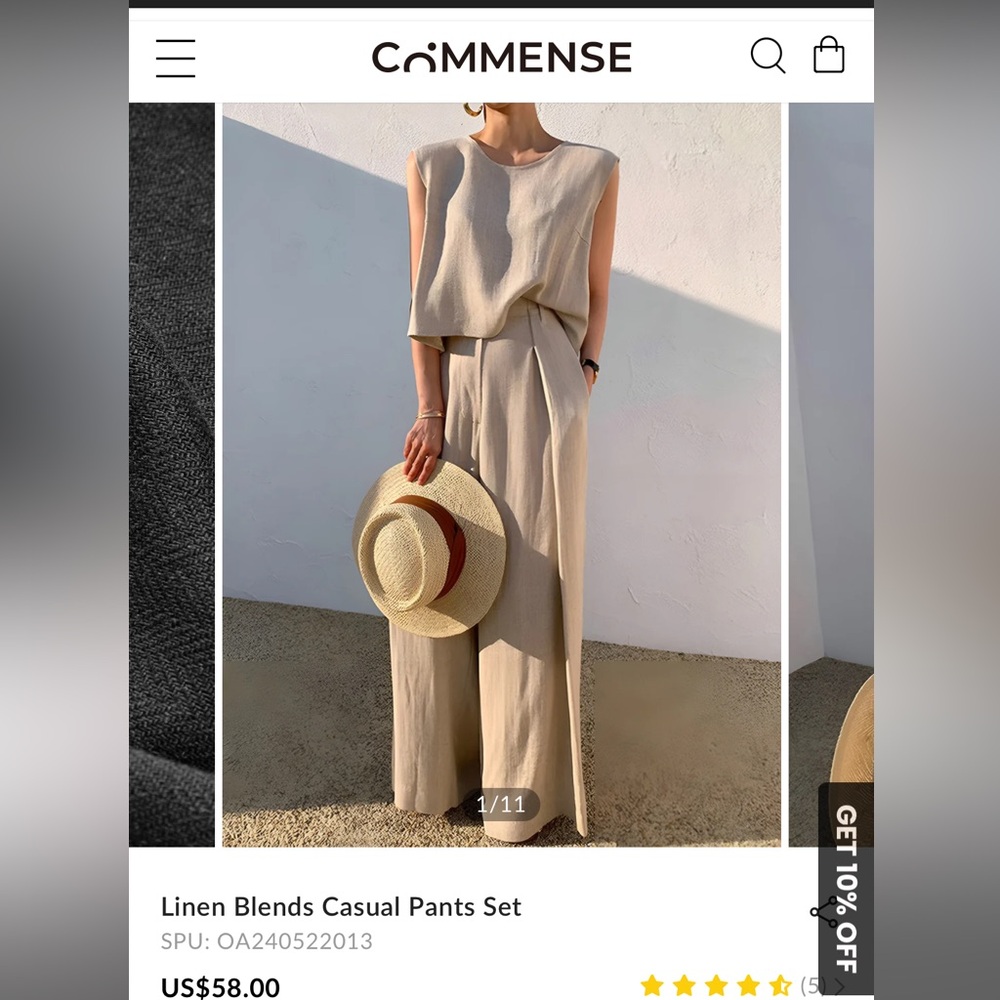 Linen Blends Casual Pants Set